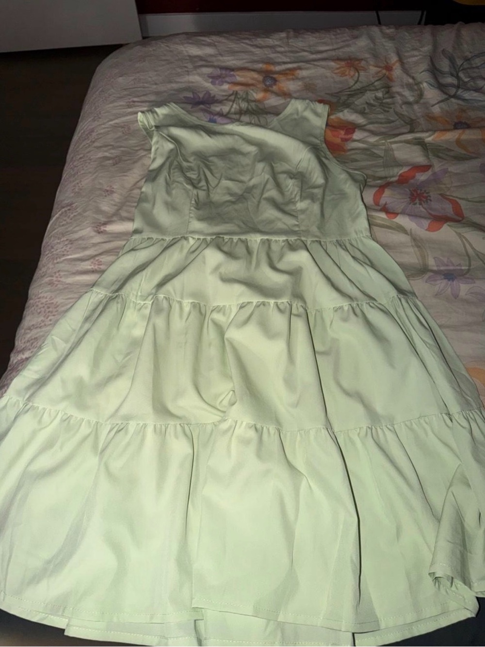 SHEIN Light Green Tiered Mini Dress